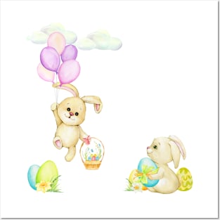 Beautiful bunny design for children and baby clothing for Easter or to decorate a nursery. Posters and Art